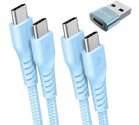 TECHGEAR Câble de Chargeur USB C vers USB C 60 W (1 M + 2 M + Adaptateur) Câble C vers C tressé Solide Câble de données de Type C de Charge Rapide Compatible avec iPhone 15, iPad Pro 2022, MacBook Pr