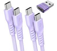 TECHGEAR Câble de chargeur USB C vers USB C 60 W (1 M + 2 M + adaptateur) Câble C vers C tressé solide Câble de charge rapide de type C Compatible avec iPhone 15, iPad Pro 2022, MacBook Pro, Samsung S