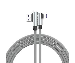 TECHGEAR Câble USB C, 1.5M Type C à Angle Droit 90° à Charge et Sync Rapide Compatible avec Huawei P40, Moto G9, Xiaomi Note 10/11/Pro, Realme 8, Samsung A52, S22/S21/S20/FE S10/A22/Pixel 6 etc Gris
