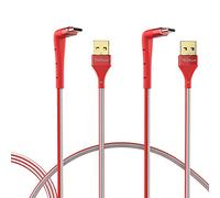TECHGEAR Câble USB C 2 en 1 [2 Pack] Câble Angle Droit 90° Charge Rapide & Support Téléphone Compatible Huawei P30, Moto G7, Samsung S10 S9 A20e A40 A50 A70, Pixel 3, Xperia 10, Honor 20 etc [Rouge]
