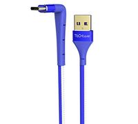 TECHGEAR Câble USB C 2 en 1 [2M], Câble à Angle Droit 90° Charge Rapide & Support Téléphone Compatible Huawei P30, Moto G7, Samsung S10 S9 A20e A40 A50 A70, Pixel 3, Xperia 10, Honor 20 etc [Bleu]