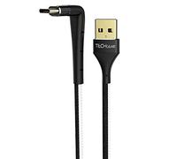TECHGEAR Câble USB C 2 en 1 [2M], Câble à Angle Droit 90° Charge Rapide & Support Téléphone Compatible Huawei P30, Moto G7, Samsung S10 S9 A20e A40 A50 A70, Pixel 3, Xperia 10, Honor 20 etc [Noir]