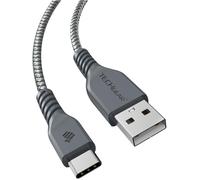 TECHGEAR Câble USB C Tressé Chargeur/Transfert (1m) Compatible Avec iPad Pro 12.9/11 2022/2021/2020/2018, iPad 10e Génération, Mini 6, Air 4 2022/2020 5e/4e Génération [Argent]