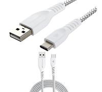 TECHGEAR Câble USB-C, Type C Câble, Tressé Résistant Haute Durabilité (2 mètre), Appareils USB Type-C Compatible pour Amazon Fire HD 10 2019, Tablette 9e génération [Blanc]