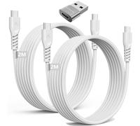 TECHGEAR Câble USB C vers USB C 60 W (Lot de 3) 2m+2m+1x adaptateur, Câble tressé de Type C vers C Charge Rapide Compatible avec iPhone 15, iPad Pro, MacBook, Samsung S24/S23/A14/A15 etc