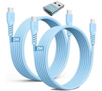 TECHGEAR Câble USB C vers USB C 60 W (Lot de 3) 2m+2m+1x adaptateur, Câble tressé de Type C vers C Charge Rapide Compatible avec iPhone 15, iPad Pro, MacBook, Samsung S24/S23/A14/A15 etc