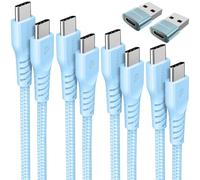 TECHGEAR Câble USB C vers USB C 60 W (Lot de 6) 30cm,1m,2m,3m,2x adaptateurs, Câble tressé de Type C vers C Charge Rapide Compatible avec iPhone 15, iPad Pro, MacBook, Samsung S24/S23/A14/A15 etc