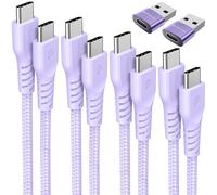 TECHGEAR Câble USB C vers USB C 60 W (Lot de 6) 30cm,1m,2m,3m,2x adaptateurs, Câble tressé de Type C vers C Charge Rapide Compatible avec iPhone 15, iPad Pro, MacBook, Samsung S24/S23/A14/A15 etc