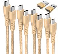 TECHGEAR Câble USB C vers USB C 60 W (Lot de 6) 30cm,1m,2m,3m,2x adaptateurs, Câble tressé de Type C vers C Charge Rapide Compatible avec iPhone 15, iPad Pro, MacBook, Samsung S24/S23/A14/A15 etc