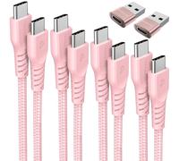TECHGEAR Câble USB C vers USB C 60 W (Lot de 6) 30cm,1m,2m,3m,2x adaptateurs, Câble tressé de Type C vers C Charge Rapide Compatible avec iPhone 15, iPad Pro, MacBook, Samsung S24/S23/A14/A15 etc