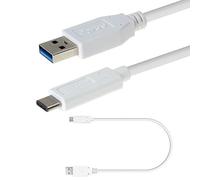 TECHGEAR Câble USB Chargeur/Transfert compatible pour Htc 11, HTC 10, U Play, U Ultra etc - Câble USB 3.1 Type C vers USB (Type A) - pour Appareils USB Type C [Blanc] - jusqu'à 3A et 10Gb/s (30cm)