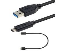 TECHGEAR Câble USB Chargeur/Transfert de Données Compatible pour Samsung S10 S9, S10 S9 plus, S8, S8 Plus, A8 2018, A3 2017, A5 2017 etc- Câble USB C 3.1 vers USB [Noir] jusqu'à 3A et 10Gb/s -30cm
