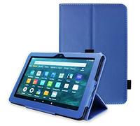 TECHGEAR Coque Compatible avec Amazon Fire HD 8 2024, HD 8 Plus Protection en Cuir PU avec Prise Main avec Fonction Mise en Veille pour Tablette Fire HD8 (14ème 12ème 10ème Génération) Bleu