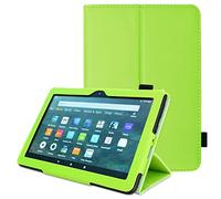 TECHGEAR Coque Compatible avec Amazon Fire HD 8 2024, HD 8 Plus Protection en Cuir PU avec Prise Main avec Fonction Mise en Veille pour Tablette Fire HD8 (14ème 12ème 10ème Génération) Vert