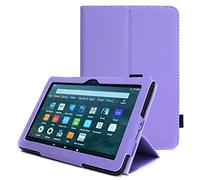 TECHGEAR Coque Compatible avec Amazon Fire HD 8 2024, HD 8 Plus Protection en Cuir PU avec Prise Main avec Fonction Mise en Veille pour Tablette Fire HD8 (14ème 12ème 10ème Génération) Violet