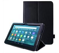TECHGEAR Coque Compatible avec Amazon Fire HD 8 2024, HD 8 Plus Protection en Cuir PU avec Prise Main avec Fonction Mise en Veille pour Tablette Fire HD8 (14ème 12ème 10ème Génération) Noir