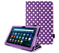 TECHGEAR Coque Compatible avec Amazon Fire HD 8 2024, HD 8 Plus Protection en Cuir PU avec Prise Main avec Fonction Mise en Veille pour Tablette Fire HD8 (14ème 12ème 10ème Génération) Polka Dot