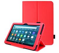 TECHGEAR Coque Compatible avec Amazon Fire HD 8 2024, HD 8 Plus Protection en Cuir PU avec Prise Main avec Fonction Mise en Veille pour Tablette Fire HD8 (14ème 12ème 10ème Génération) Rouge