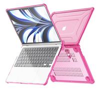 TECHGEAR Coque Compatible avec MacBook Air 13,6 2025/2024/2022 Coque de Protection Rigide à Clipser avec béquille, modèle A3240 M4 / A3113 M3 / A2681 M2, Transparente, résistante aux Chocs -Rose