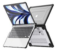 TECHGEAR Coque Compatible avec MacBook Air 13,6 2025/2024/2022 Coque de Protection Rigide à Clipser avec béquille, modèle A3240 M4 / A3113 M3 / A2681 M2, Transparente, résistante aux Chocs -Noir
