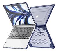 TECHGEAR Coque Compatible avec MacBook Air 13,6 2025/2024/2022 Coque de Protection Rigide à Clipser avec béquille, modèle A3240 M4 / A3113 M3 / A2681 M2, Transparente, résistante aux Chocs -Bleu
