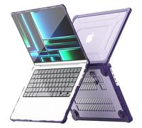 TECHGEAR Coque compatible avec MacBook Pro 14 pouces 2024/2023/2022/2021, coque de protection rigide à clipser avec béquille, M4 / M3 / M2 / M1 / Pro/Max, coque transparente antichoc -Violet