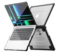 TECHGEAR Coque compatible avec MacBook Pro 14 pouces 2024/2023/2022/2021, coque de protection rigide à clipser avec béquille, M4 / M3 / M2 / M1 / Pro/Max, coque transparente antichoc -Noir