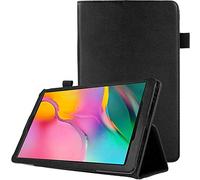 TECHGEAR Coque Cuir Compatible avec Samsung Galaxy Tab A 10.1 Pouces 2019 (SM-T510 / SM-T515) Housse de Protection en Cuir PU avec Support Stand et Prise Main [Noir]