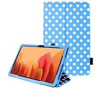 TECHGEAR Coque Cuir Compatible avec Samsung Galaxy Tab A7 2020 10.4 Pouces (SM-T500 / SM-T505) Housse de Protection en Cuir PU avec Support Stand et Prise Main [Fonction réveil/Sommeil] Bleu Polka