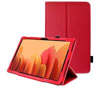 TECHGEAR Coque Cuir Compatible avec Samsung Galaxy Tab A7 2020 10.4 Pouces (SM-T500 / SM-T505) Housse de Protection en Cuir PU avec Support Stand et Prise Main [Fonction réveil/Sommeil] Rouge
