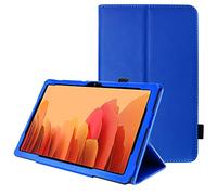 TECHGEAR Coque Cuir Compatible avec Samsung Galaxy Tab A7 2020 10.4 Pouces (SM-T500 / SM-T505) Housse de Protection en Cuir PU avec Support Stand et Prise Main [Fonction réveil/Sommeil] Bleu