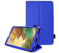 TECHGEAR Coque Cuir Compatible avec Samsung Galaxy Tab A7 Lite 2021 8.7 Pouces (SM-T220 / SM-T225) Housse de Protection en Cuir PU avec Support Stand et Prise Main [Fonction réveil/Sommeil] Bleu