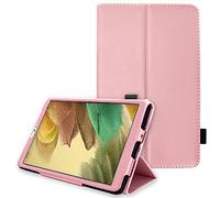TECHGEAR Coque Cuir Compatible avec Samsung Galaxy Tab A7 Lite 2021 8.7 Pouces (SM-T220 / SM-T225) Housse de Protection en Cuir PU avec Support Stand et Prise Main [Fonction réveil/Sommeil] Rose