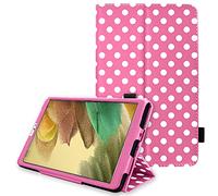 TECHGEAR Coque Cuir Compatible avec Samsung Galaxy Tab A7 Lite 2021 8.7 Pouces (SM-T220 / SM-T225) Housse de Protection en Cuir PU avec Support Stand et Prise Main [Fonction réveil/sommeil] Rose Polka