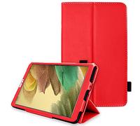 TECHGEAR Coque Cuir Compatible avec Samsung Galaxy Tab A7 Lite 2021 8.7 Pouces (SM-T220 / SM-T225) Housse de Protection en Cuir PU avec Support Stand et Prise Main [Fonction réveil/Sommeil] Rouge