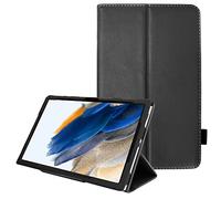 TECHGEAR Coque Cuir Compatible avec Samsung Galaxy Tab A8 2021 10.5 Pouces (SM-X200 / SM-X205) Housse de Protection en Cuir PU avec Support Stand et Prise Main [Fonction réveil/Sommeil] Noir