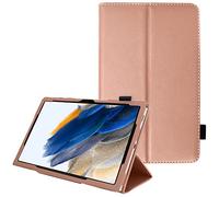 TECHGEAR Coque Cuir Compatible avec Samsung Galaxy Tab A8 2021 10.5 Pouces (SM-X200 / SM-X205) Housse de Protection en Cuir PU avec Support Stand et Prise Main [Fonction réveil/Sommeil] Or Rose