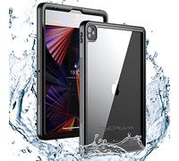 TECHGEAR Coque Étanche Compatible avec iPad Pro 12.9 2021 [5ème génération] [Poseidon Case] Coque Étanche Ultra-Résistante avec Protection d'Écran Intégré + Support et Sangle de Cou