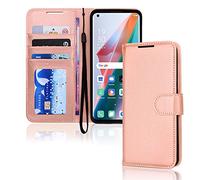 TECHGEAR Coque Find X3 Pro 5G Étui en Cuir, Housse Portefeuille en Cuir avec Rabat de Protection, Fentes pour Cartes, Béquille et Dragonne, Faux Cuir PU Or Rose Compatible avec Oppo Find X3 Pro 5G