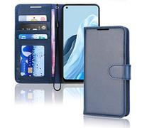 TECHGEAR Coque Find X5 Lite 5G Étui en cuir, Housse Étui Portefeuille en Cuir avec Rabat de Protection, Fentes pour Cartes, Béquille et Dragonne, Faux Cuir PU Bleu Compatible avec Oppo Find X5 Lite 5G