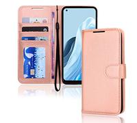 TECHGEAR Coque Find X5 Lite 5G Étui en Cuir, Housse Portefeuille en Cuir avec Rabat de Protection, Fentes pour Cartes, Béquille et Dragonne, Faux Cuir PU Or Rose Compatible avec Oppo Find X5 Lite 5G