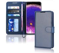 TECHGEAR Coque Find X5 Pro 5G Étui en Cuir, Housse Étui Portefeuille en Cuir avec Rabat de Protection, Fentes pour Cartes, Béquille et Dragonne, Faux Cuir PU Bleu Compatible avec Oppo Find X5 Pro 5G