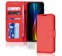 TECHGEAR Coque Galaxy S20 FE Étui Portefeuille en Cuir, Housse avec Rabat de Protection Fentes pour Cartes Béquille et Dragonne Stand Fonction, Cuir PU Compatible avec Samsung Galaxy S20 FE [Rouge]