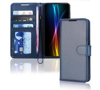 TECHGEAR Coque Galaxy S21 FE 5G Étui portefeuille en cuir, Housse avec Rabat de Protection Fentes pour Cartes Béquille et Dragonne, Stand Fonction, Cuir PU Compatible avec Samsung Galaxy S21 FE [Bleu]