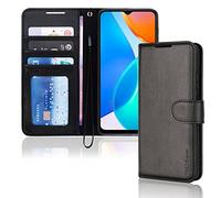 TECHGEAR Coque Honor X6 4G / Honor X8 5G Étui en Cuir, Housse Étui Portefeuille, Fentes pour Cartes, Béquille et Dragonne, Faux Cuir PU Noir Compatible avec Honor X6 4G / X8 5G