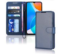 TECHGEAR Coque Honor X6 4G / Honor X8 5G Étui en Cuir, Housse Étui Portefeuille, Fentes pour Cartes, Béquille et Dragonne, Faux Cuir PU Bleu Compatible avec Honor X6 4G / X8 5G