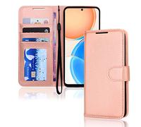 TECHGEAR Coque Honor X8 Étui en Cuir, Housse Portefeuille en Cuir avec Rabat de Protection, Fentes pour Cartes, Béquille et Dragonne, Faux Cuir PU Or Rose Compatible avec Honor X8