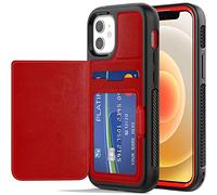 TECHGEAR Coque iPhone 12 Mini, Robuste Coque Housse de Protection Anti-Choc 360 avec Porte-Carte et Support Compatible avec iPhone 12 Mini 5.4" - Rouge