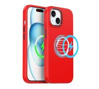 TECHGEAR Coque magnétique en silicone liquide anti-rayures compatible avec MagSafe - Doublure en microfibre résistante aux chocs - Pour iPhone 15 Plus 6,7" - Rouge