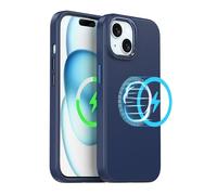 TECHGEAR Coque magnétique en silicone liquide anti-rayures compatible avec MagSafe - Doublure en microfibre résistante aux chocs - Pour iPhone 15 Plus 6,7" - Bleu